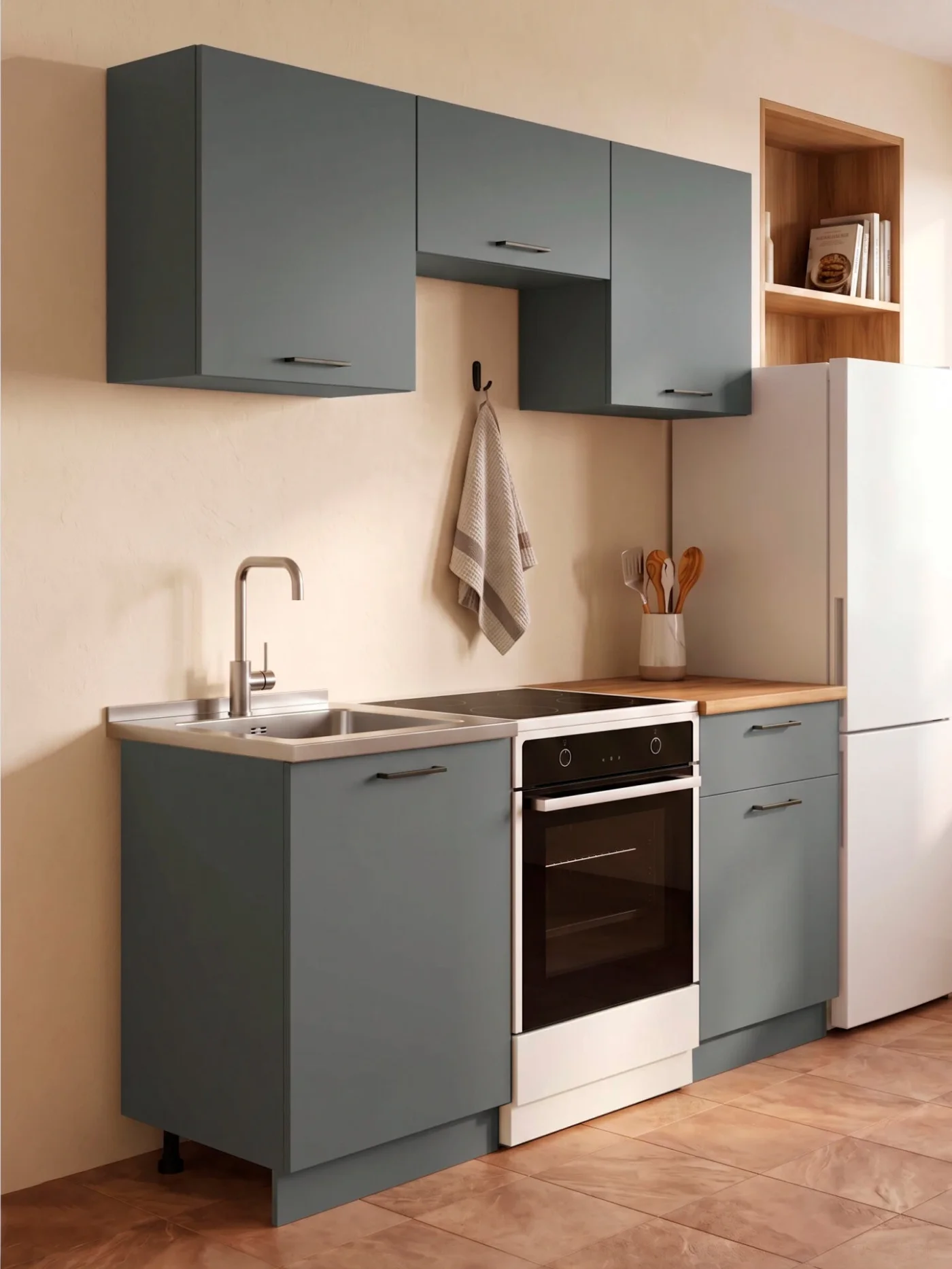 Кухонный гарнитур прямой олмеко Марта-4, 160см, диамант серый